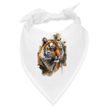 Tiger Aquarell - Bandana - Weiß - Vorne