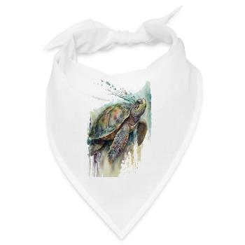 Schildkröte Aquarell Realistisch - Bandana - Weiß - Vorne