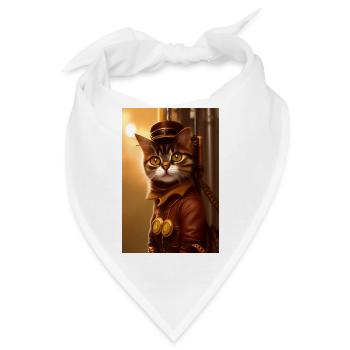 Katze Steampunk Style - Bandana - Weiß - Vorne