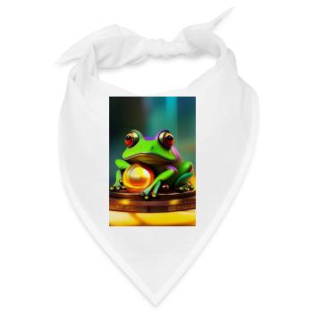 Frosch mit Gold Kugel - Bandana - Weiß - Vorne