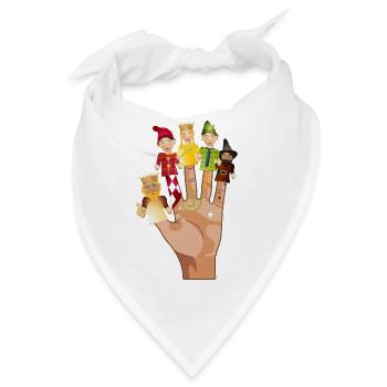 Figuren aus dem Kasperltheater als Fingerpuppen - Bandana - Weiß - Vorne