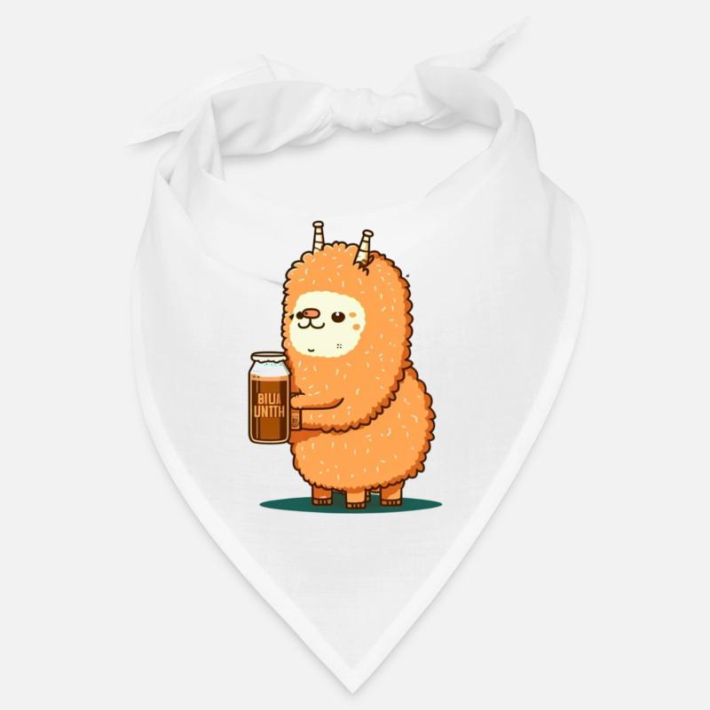 Sweet fluffy alpaca with beer. Lama Gift Bandana