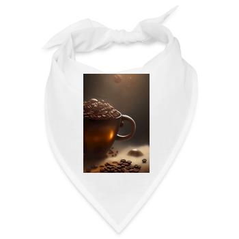 Kaffee, Kaffeebohnen - Bandana - Weiß - Vorne
