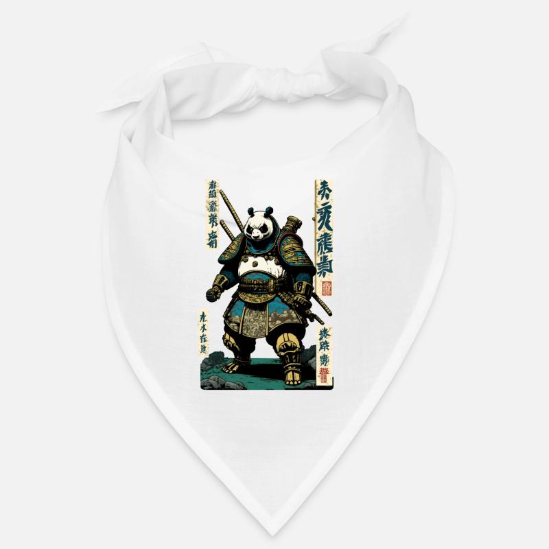 Panda en armure de samouraï dans le style ukiyo-e - Bandana - blanc