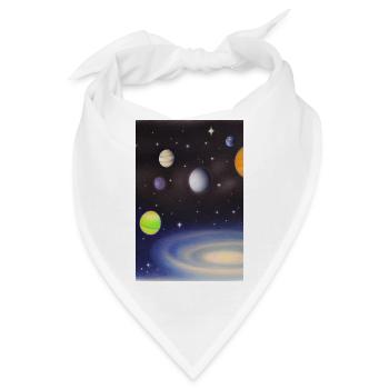 Weltall und Planeten - Bandana - Weiß - Vorne