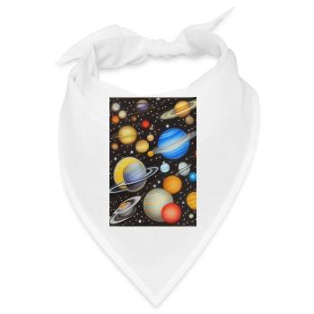 Weltall und Planeten - Bandana - Weiß - Vorne