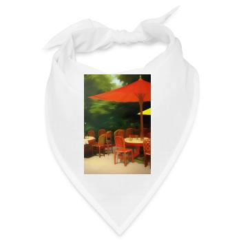 Asiatisches Cafe im Freien - Bandana - Weiß - Vorne