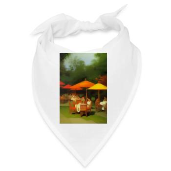 Asiatisches Cafe im Freien - Bandana - Weiß - Vorne