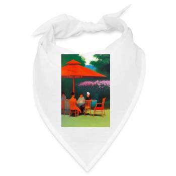 Asiatisches Cafe im Freien - Bandana - Weiß - Vorne