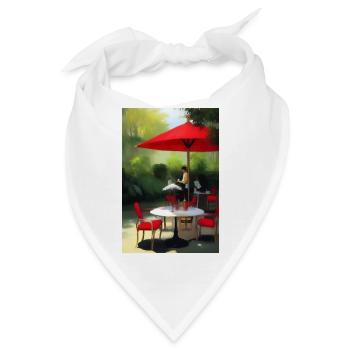 Asiatisches Cafe im Freien - Bandana - Weiß - Vorne