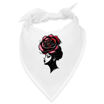 Frau Strichkunst, Moderne Blumen Frau - Bandana - Weiß - Vorne