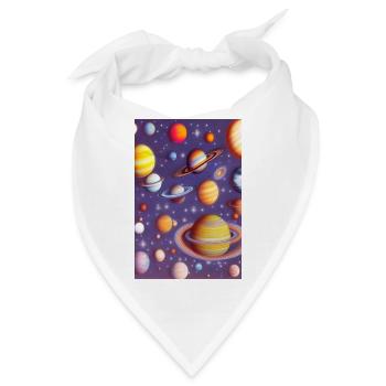 Weltall und Planeten - Bandana - Weiß - Vorne