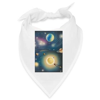 Weltall und Planeten - Bandana - Weiß - Vorne