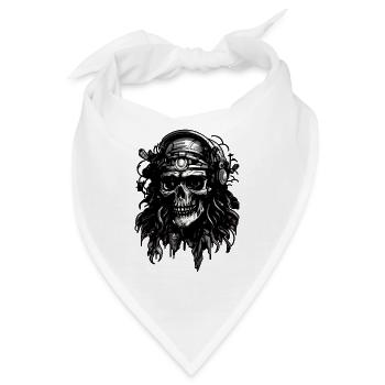Helm Pilot Schädelkopf, Digitale Illustration, - Bandana - Weiß - Vorne