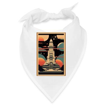 Japanisches Raumschiff im Stil eines Holzschnitts - Bandana - Weiß - Vorne
