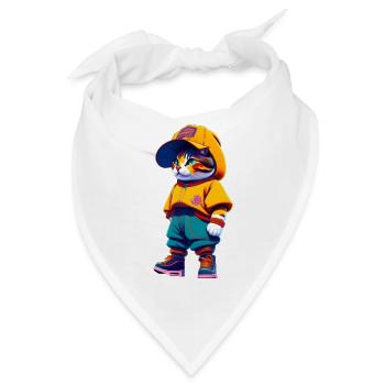 Katzenliebhaber lustiges T-Shirt - Bandana - Weiß - Vorne