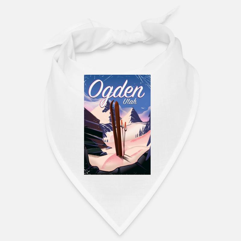 Ogden Utah Ski Poster - Bandana - Weiß