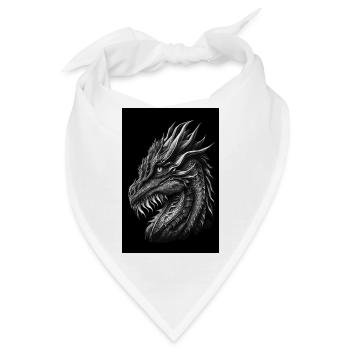 Schwarz-weißer Drache - Bandana - Weiß - Vorne