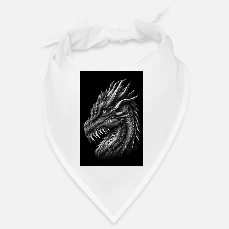 dragon noir et blanc - Bandana - blanc