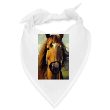 Pferdekopf Öl Malerei - Bandana - Weiß - Vorne