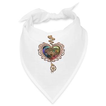 Romantisches Steampunk-Herz - Bandana - Weiß - Vorne