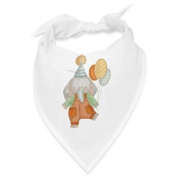 Geburtstagselefant mit Luftballons - Bandana - Weiß - Vorne