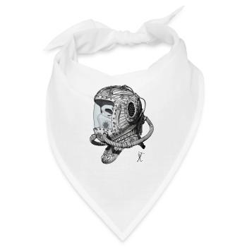 Alter Weltraumhelm einfarbig - Bandana - Weiß - Vorne