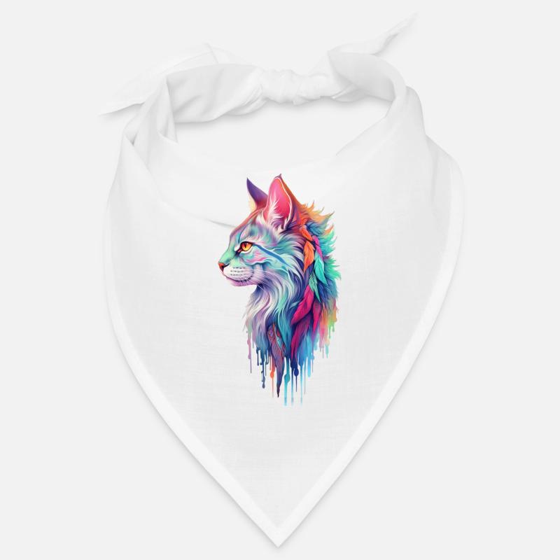 Hippie Katze - Bandana - Weiß