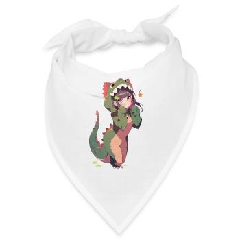 Dino Feline Temptation: Sinnliche Zeichnung einer niedlichen - Bandana - Weiß - Vorne