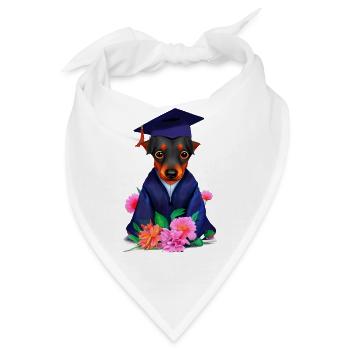 Bachelor Dobermann Schulabschluss Studium Hunde - Bandana - Weiß - Vorne