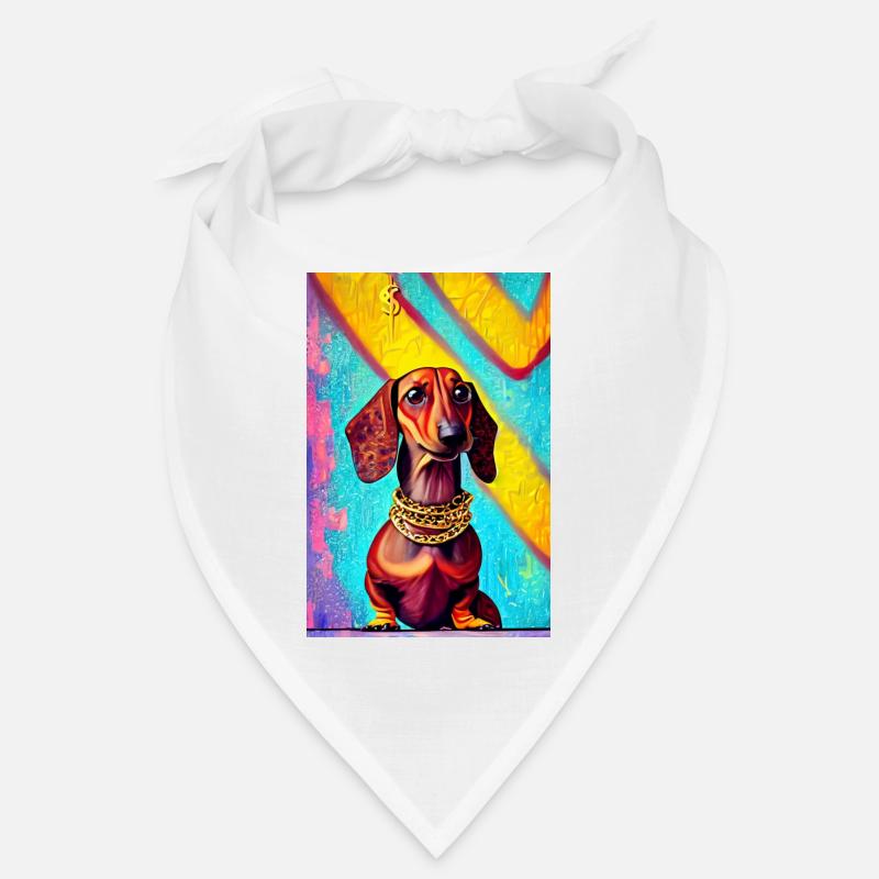 Impression pop art moderne | Teckel avec graffiti coloré Bandana