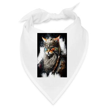 Wikingerkatze in Uniform - Bandana - Weiß - Vorne