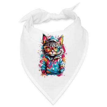 Coole Katze - Bandana - Weiß - Vorne