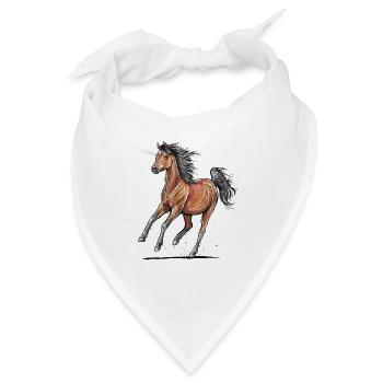 Braunes Pferd Galopp - Bandana - Weiß - Vorne