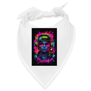Neon Farben auf schwarzem Grund. - Bandana - Weiß - Vorne