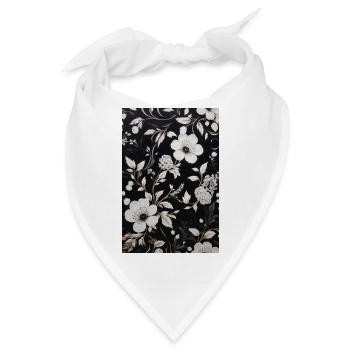 Schwarzer Hintergrund mit weißem Blumenmuster. - Bandana - Weiß - Vorne