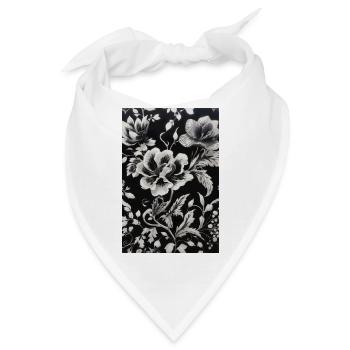 weiße Blumenmuster auf schwarzem Hintergrund. - Bandana - Weiß - Vorne