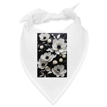 Weiße Blüten vor schwarzem Hintergrund. - Bandana - Weiß - Vorne