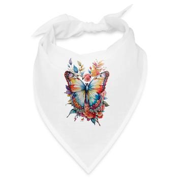 Buntes Schmetterlings-Blumendesign - Bandana - Weiß - Vorne