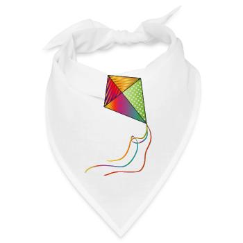 bunter Drachen fliegt mit bunten Bänder im Herbst - Bandana - Weiß - Vorne