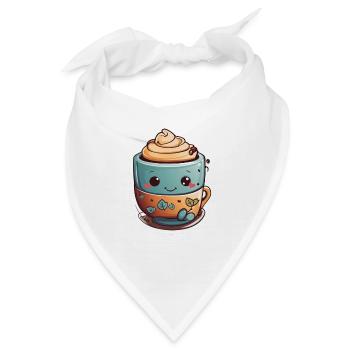 Koffein-Glückseligkeit: Süße Kaffeetasse - Bandana - Weiß - Vorne