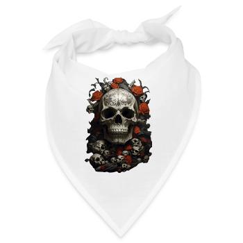 Dark Romance: Totenköpfe und Rosen - Bandana - Weiß - Vorne