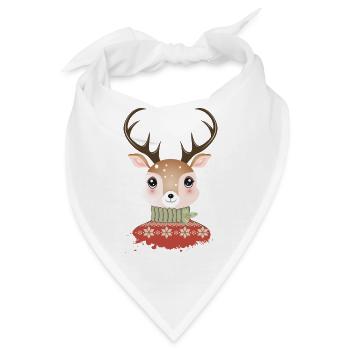 niedlicher schicker Hirsch mit Weihnachtspullover - Bandana - Weiß - Vorne