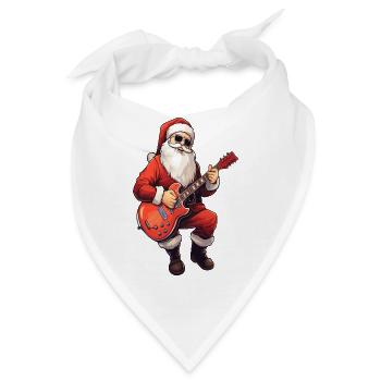 Weihnachtsmann Gitarre Weihnachten Heiligabend - Bandana - Weiß - Vorne