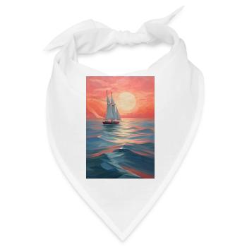 Maritime Landschaft im geometrischen Stil - Bandana - Weiß - Vorne
