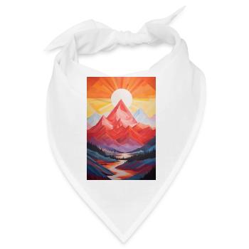 Berglandschaft mit Sonnenuntergang - Bandana - Weiß - Vorne