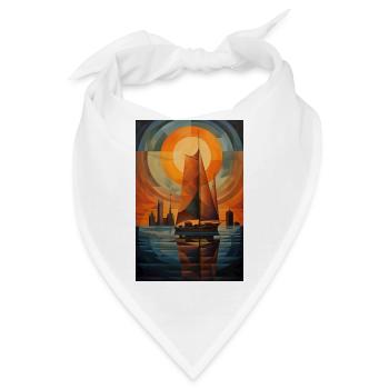 Maritime Landschaft im geometrischen Stil - Bandana - Weiß - Vorne