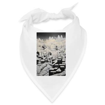 Verschneite Landschaft, verschneites Dorf - Bandana - Weiß - Vorne
