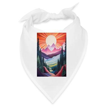 Berglandschaft mit Sonnenuntergang - Bandana - Weiß - Vorne
