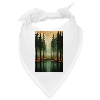 Waldlandschaft im geometrischen Stil - Bandana - Weiß - Vorne